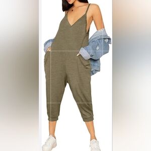 Olive Green Sleeveless Jumpsuit